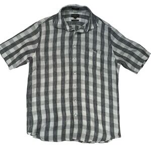 Rodd & Gunn Mens Linen Shirt Grey Check Short Sleeve Original Fit Coastal M